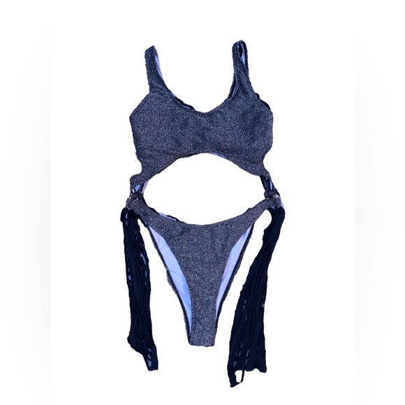 Other - Black w/ Silver Sparkles Monokini